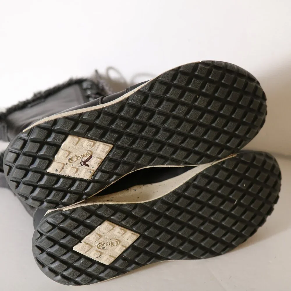 Chaco Borealis Tall Waterproof Lace Up Boot Womens 6.5 Black‎ Mink Faux Fur Snow